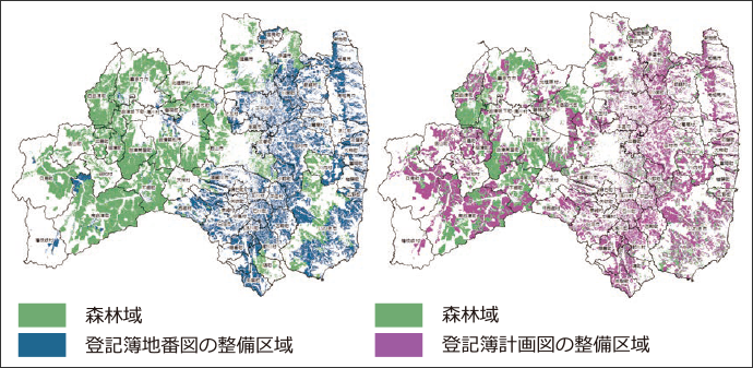 図-2　登記簿地番図と登記簿計画図の整備範囲の比較