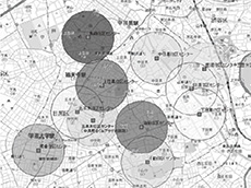 図　GISによる公共施設配置評価の例