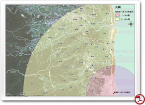 福島第一原子力発電所を中心とした半径3-10kmの範囲１
