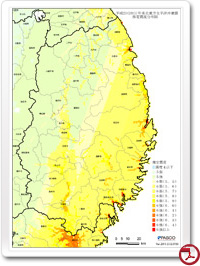 推定震度分布図（岩手県）