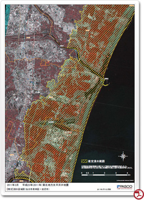 仙台市周辺における浸水範囲図（想定）