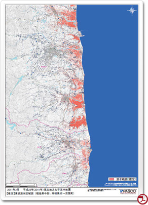 福島北部の推定浸水範囲２