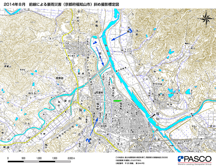 2014年8月　前線による豪雨災害（京都府 福知山市）斜め撮影標定図