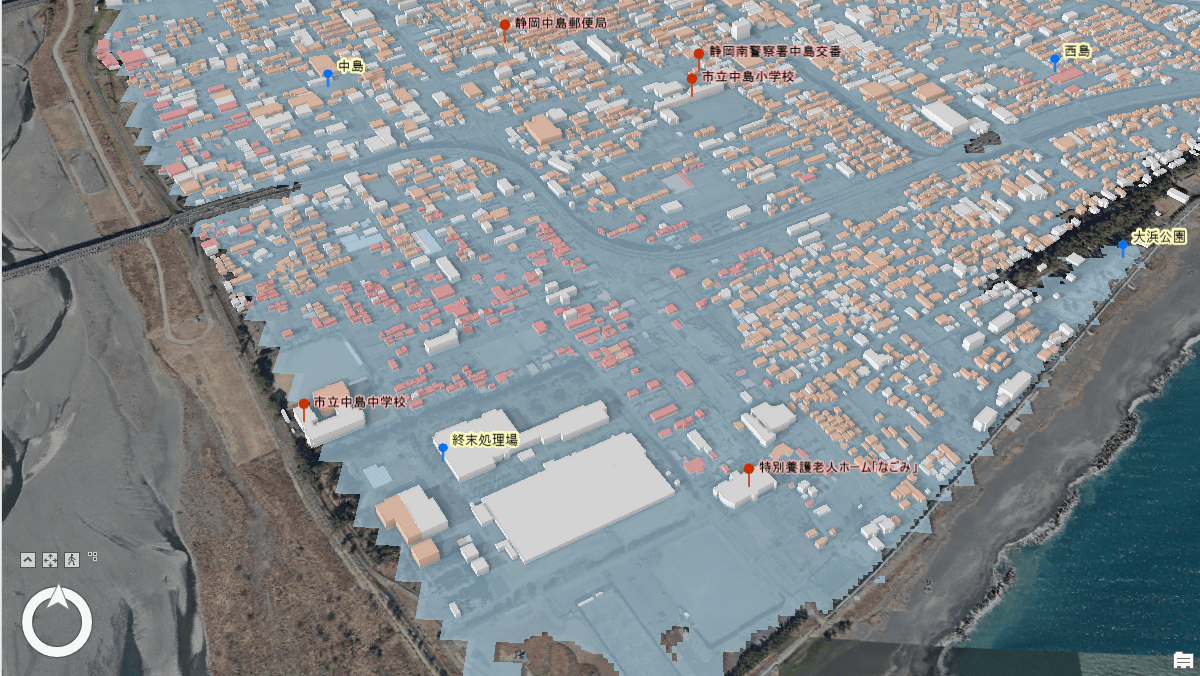 浸水時に垂直避難が可能な建築物を可視化